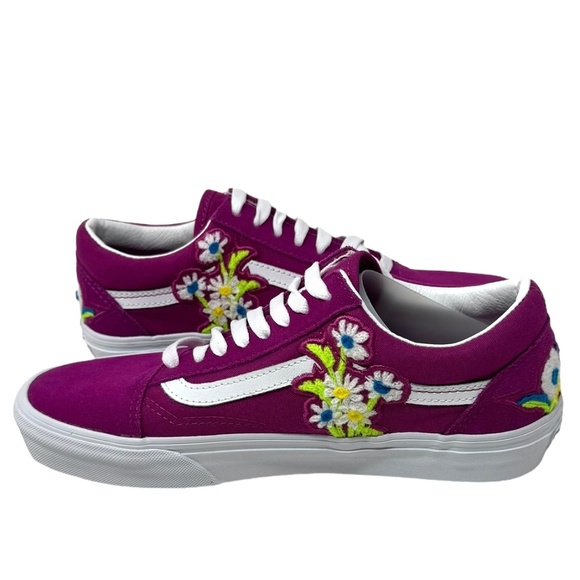 VANS Old Skool Shoe Suede Floral Fuchsia Skate Sneakers Women's Size VN0A4BV5TPK - Picture 2 of 9